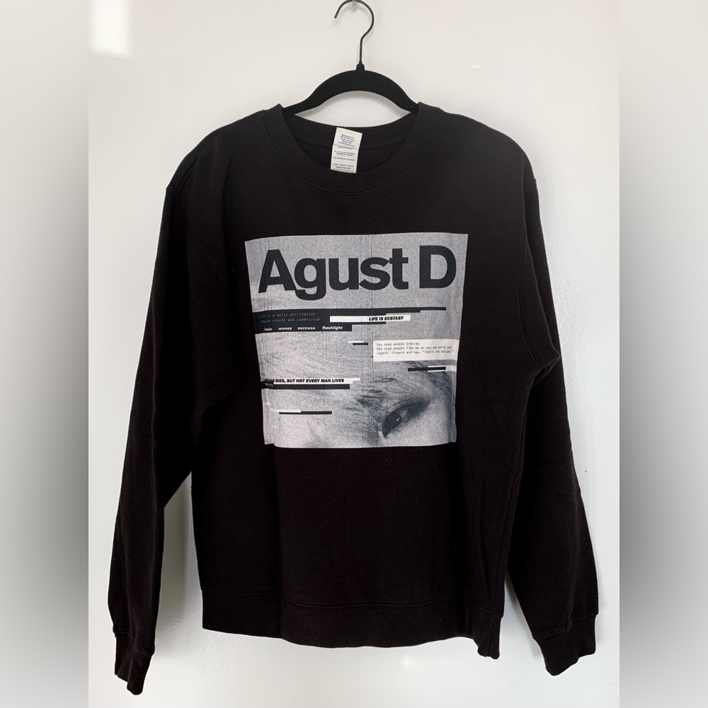 Agust D Crew Neck Sweatshirt - Black - Adult Size Medium